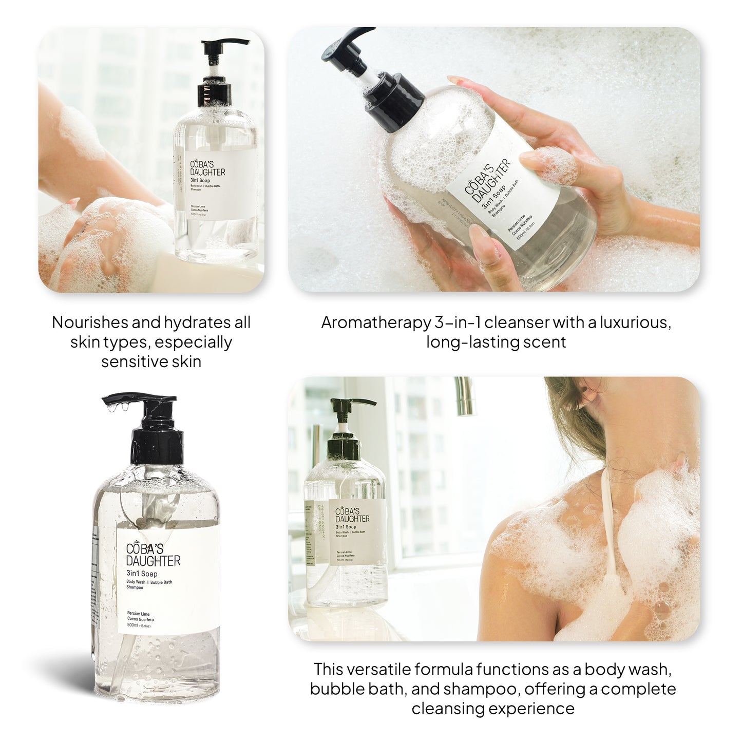 3in1 Bubble Bath, Body Wash & Hand Wash (16.9 oz)