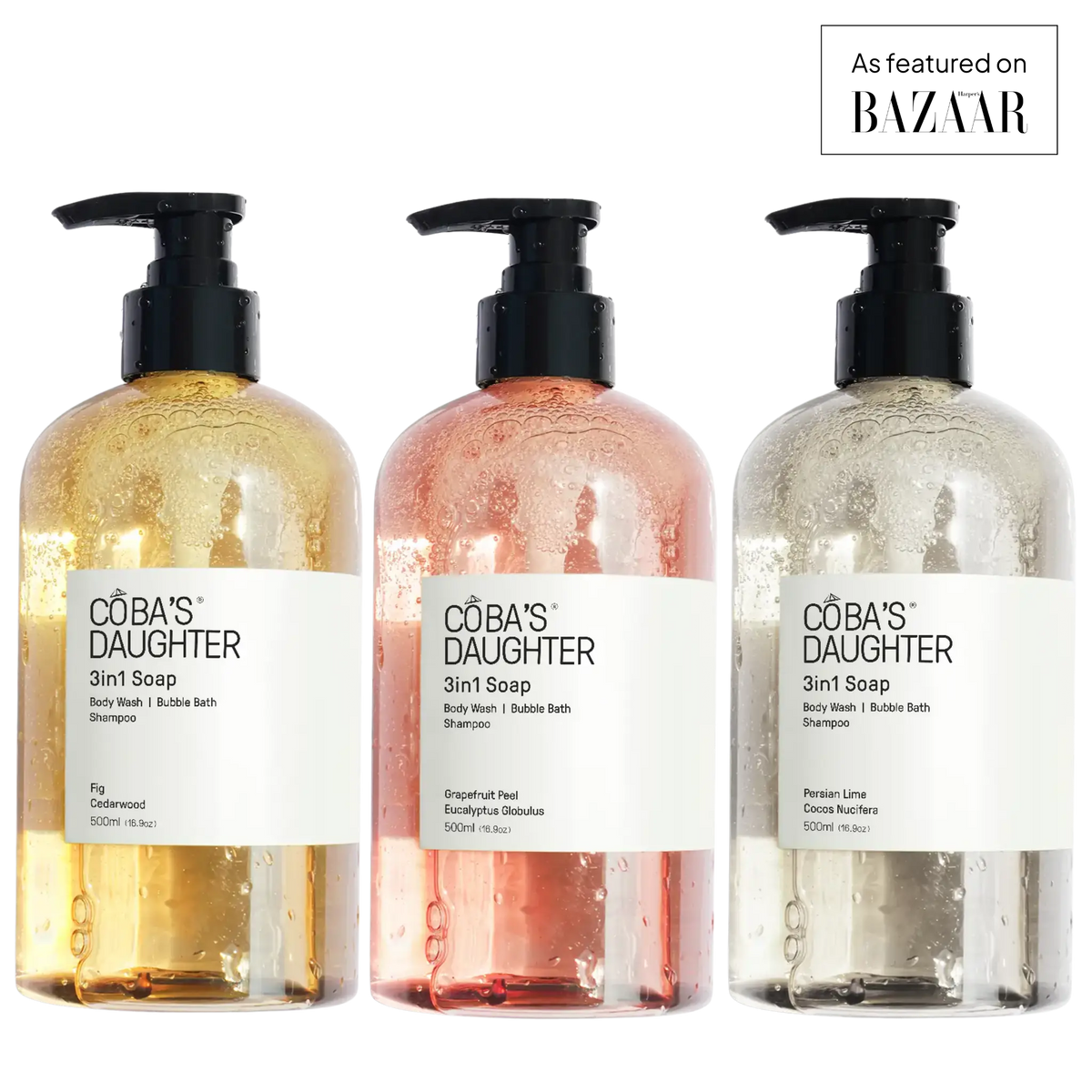 3-in-1 Soap in Fig & Cedarwood, Grapefruit & Eucalyptus and Persian Lime: body wash, bubble bath and hand soap