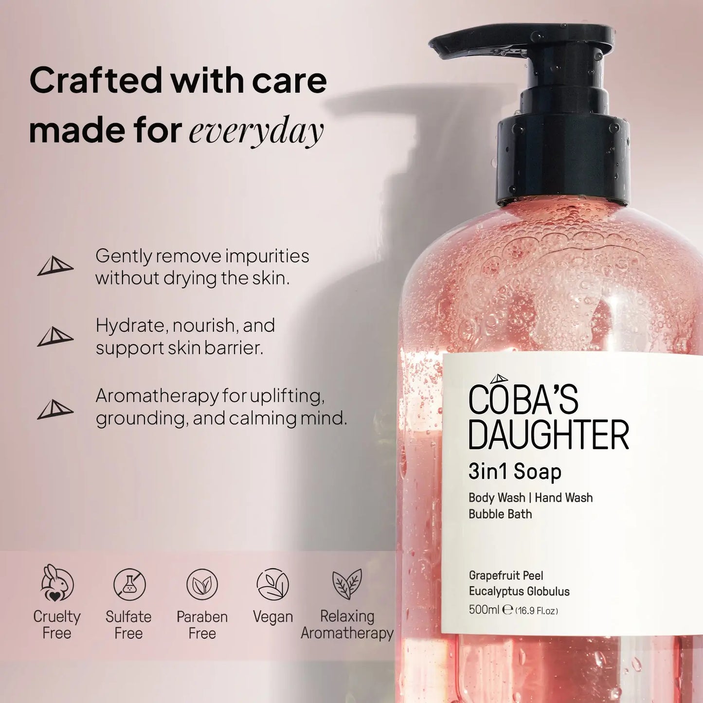 CoBa's Daughter 3in1 Soap Grapefruit Peel Eucalyptus Globulus - Crafted with care made for everyday - Body Wash Hand Wash Bubble Bath