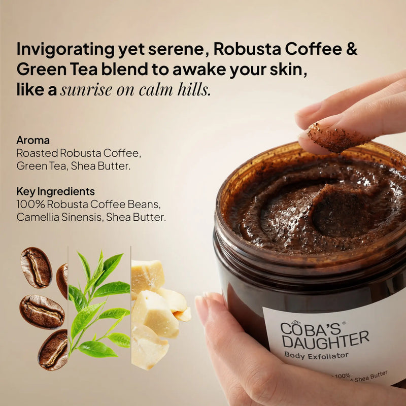 CoBa's Daughter Coffee Body Scrub. Robusta Coffee with Green Tea scent