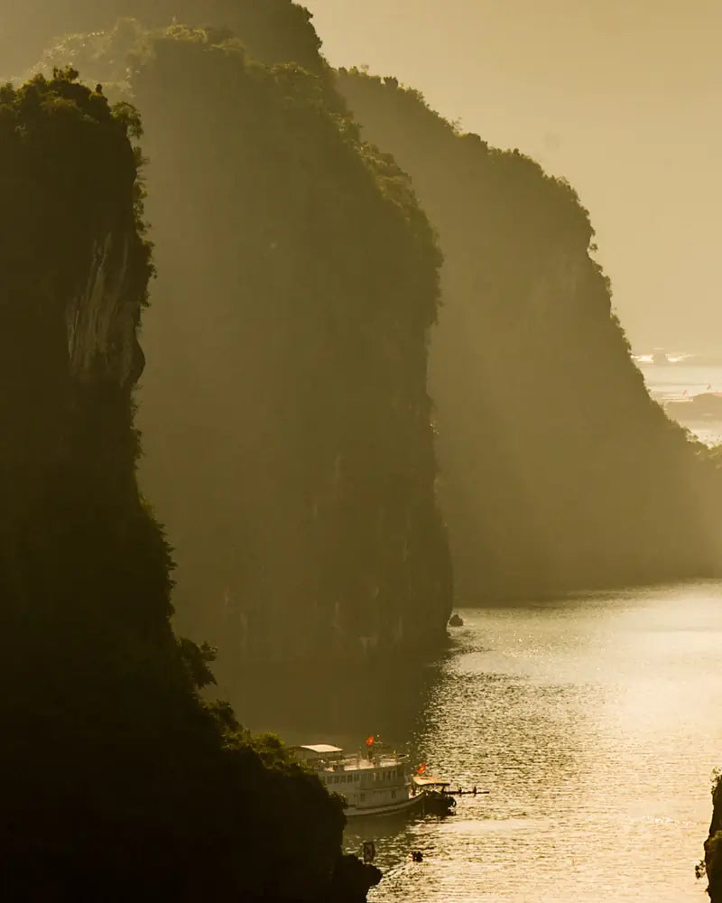 Vietnam limestone karst formations at sunset — natural heritage landscape reflecting CoBa's Daughter Vietnamese origins